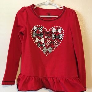 Long Sleeve Red Shirt with Heart Full of Bows